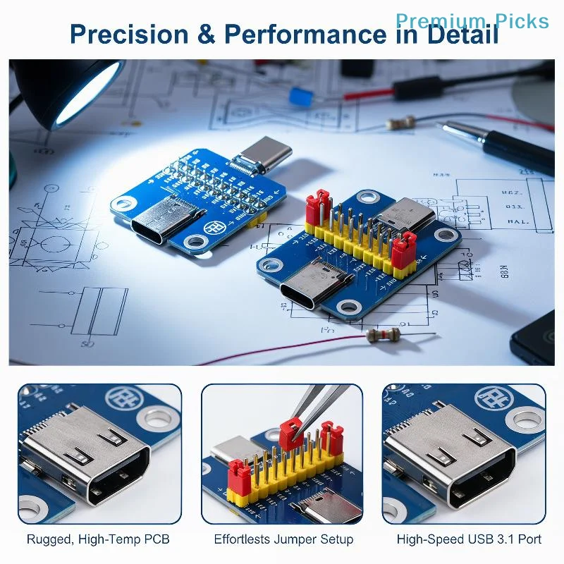 portableType-C Male to Female USB 3.1 Test Connector Adapter 2.54mm PCB Board for Electrical Performance Testing
