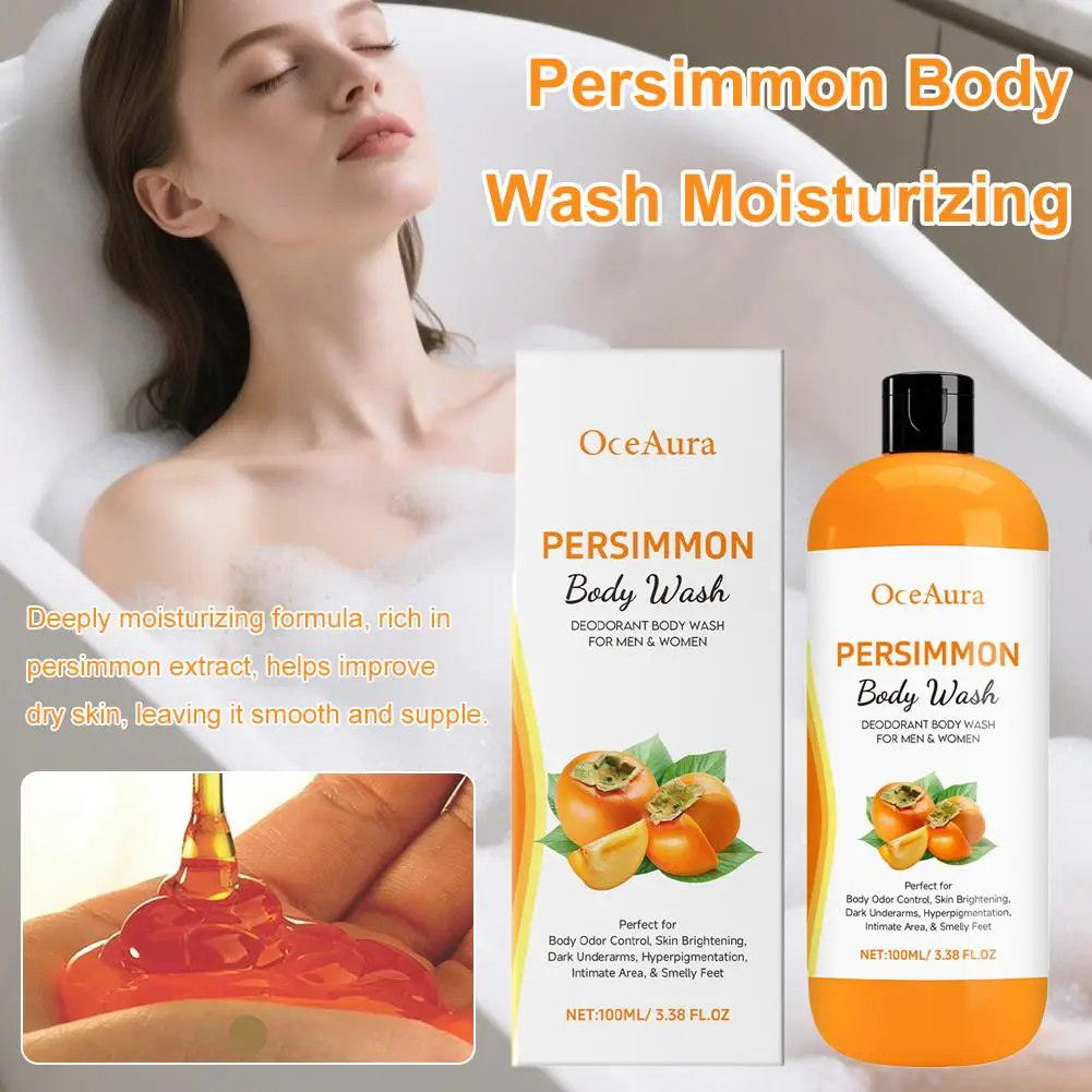100ML Persimmon Body Wash Moisturizing Skin Cleaning Products Bath Odor Soft Remover Shower Exfoliating Care Gel Smooth Bod F3V1