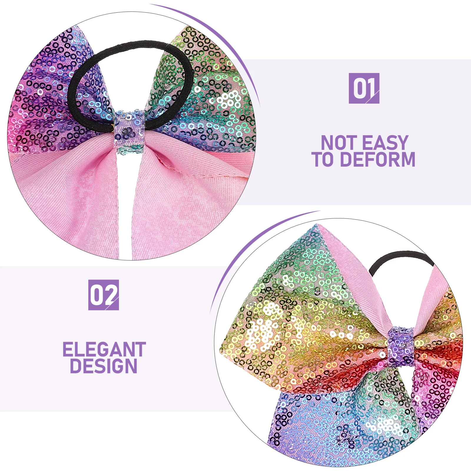 

4pcs Glitter Bowknot Scrunchies Cheerleader Bows Durable Hair Ropes For Women Girls Elegant Hair Ribbons Halloween Holiday Use