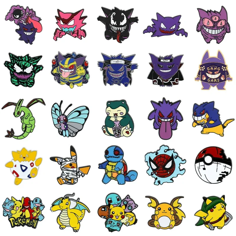Broche de anime japonés Pokémon, insignia de bola de Gengar y Pikachu, juguetes de moda Y2K, accesorios de anime y dibujos animados