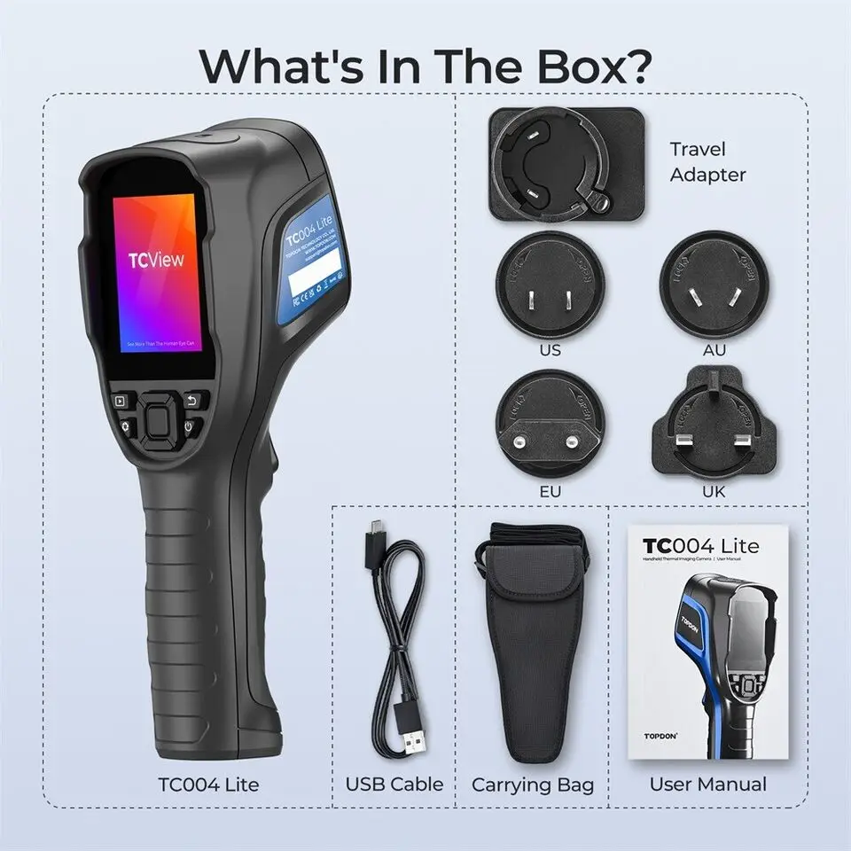 TOPDON TC004 Lite Thermal Imaging Camera Handheld Infrared IR High 160*120 Pixel 4X Digital Zoom Travel Adapter