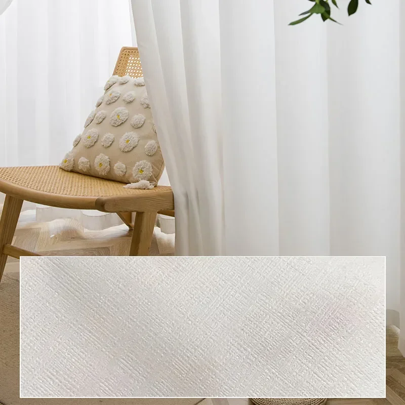 Chiffon Window Curtains For Bedroom Villa Opaque Drapes Living Room Decoration White Tulle High Quality Thick Yarn Luxury