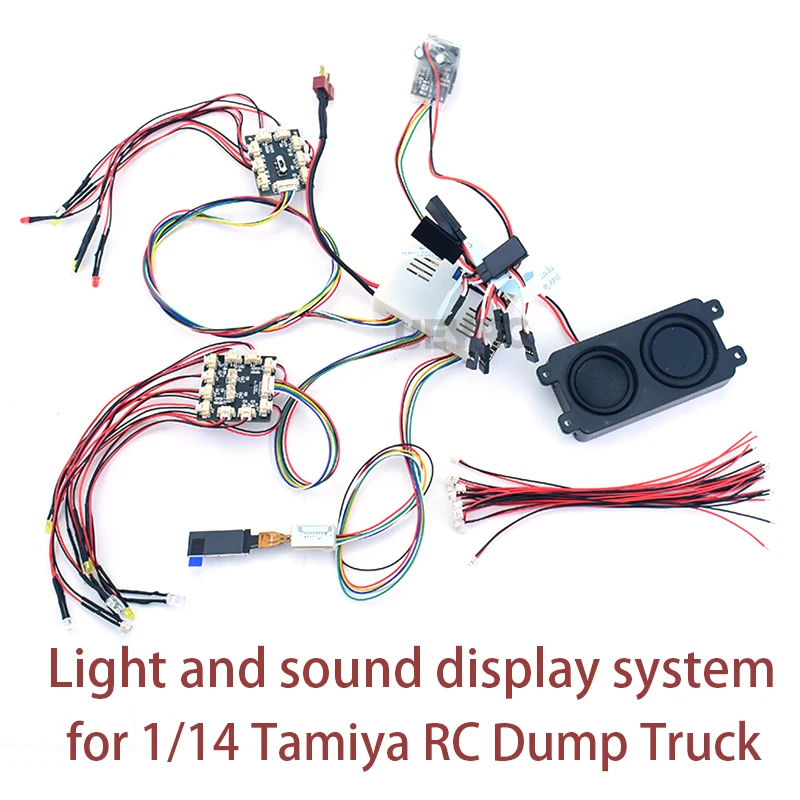 For 1/14 Tamiya RC Truck SCANIA 770S R620 VOLVO FH16 Arocs MAN TGX Car Simulation LED Light Sound Display System