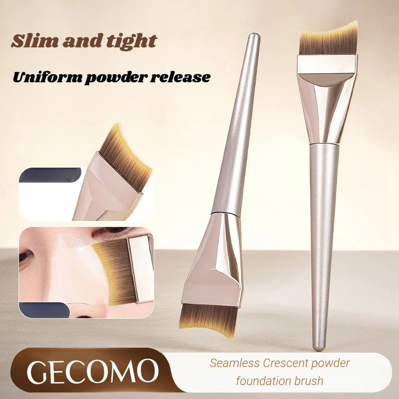 지코모 앵글드 머메이드 테일 파운데이션 브러쉬 비건 크루얼티 프리 플랫 탑 카부키 브러쉬 (시ーム리스 커버리지)