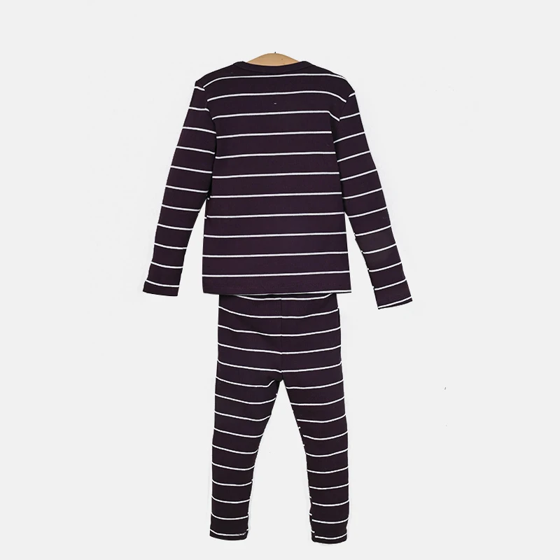 AA-Gestreifte Pyjamas für Kinder Jungen und Mädchen Zweiteiliges Set und Baby-Strampler Langarm Herbst/Winter Gerippte Baumwollkleidung – Detail 11