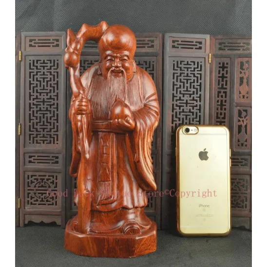 

Special Offer-HOME family lobby effective mascot # Handmade red pear wood carving the god of longevity Sculpture statue-26CM