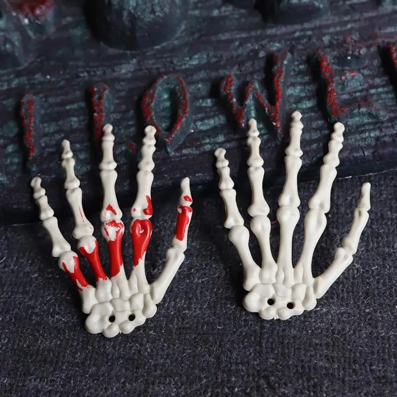 

72XE Halloween Skeleton Hands Realistic Plastic Skeleton Hands for Halloween Themed Party Decoration Props
