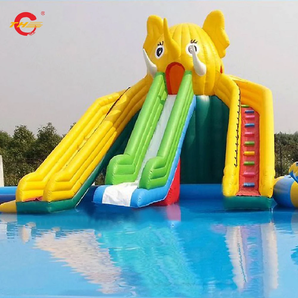 free air ship to door,commercial giant  Inflatable water Slide with large inflatable  swimming Pool, Inflatable Pool Slide