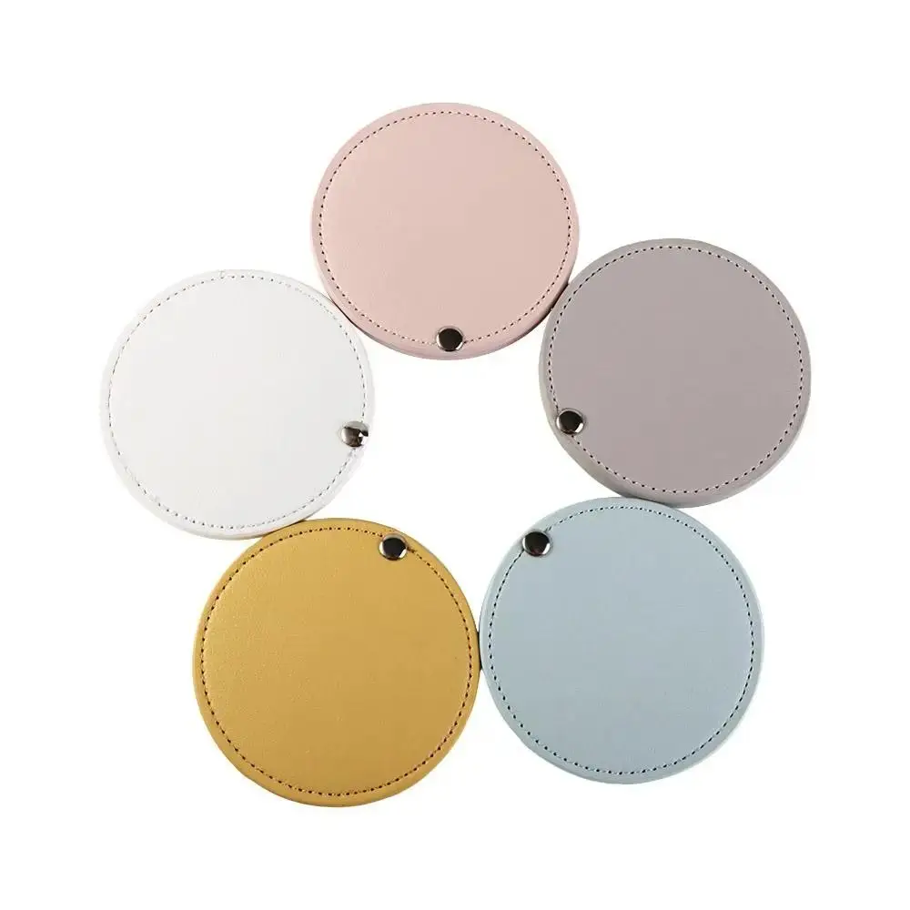 Round Makeup Mirror Portable Lightweight Pu Leather Cosmetic Mirror Mini Ultra-Thin Pocket Mirror