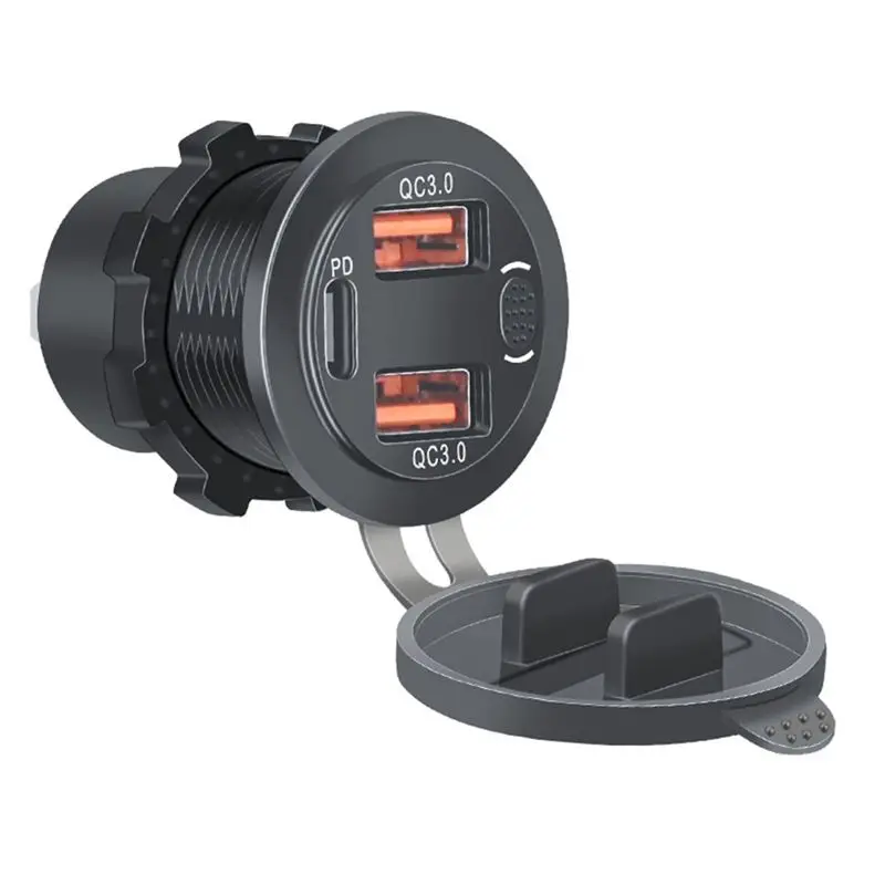 AB59-USB C Socket With Voltmeter Touch Switch Dual QC3.0& PD 3 Ports USB Outlet For Car For Car Boat Marine Truck RV - view 3