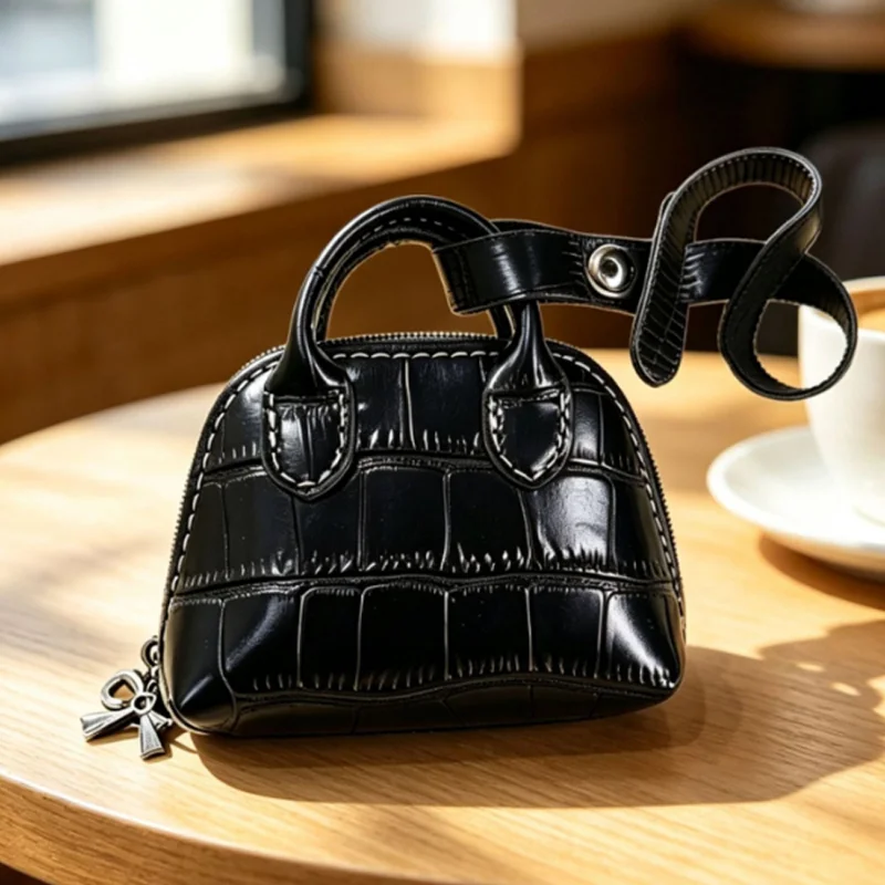 Women Cute Mini Shell Coin Purse, Crocodile Pattern Portable Lipstick Multi-purpose Small Storage Bag Trendy Accessory