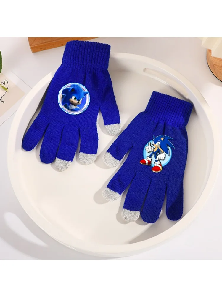 AliExpress TAKARA TOMY Sonics Gloves Cartoon Kawaii Print Finger Gloves Winter Warm Gloves Children Outdoor Cycling