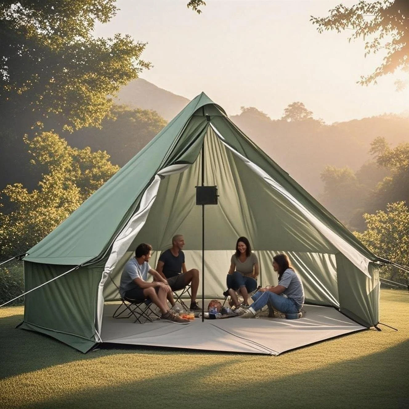 

Quick-Assembly Family Outdoor Tent with Detachable Base – Compact Design for 6-8 Person Camping & Bonfire Gatherings