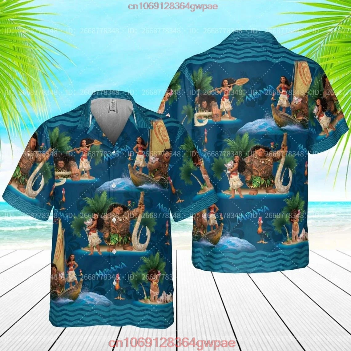 Moana And Maui Disney Hawaiian Shirt Disneyland Trip Hawaiian Shirt Disney Vacation Holiday Hawaiian Beach Short Sleeve Shirt