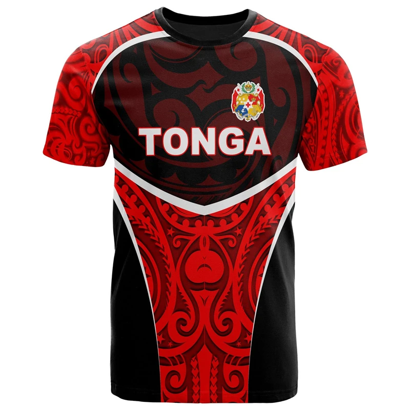 Tonga Flag Graphic 3D Printed T Shirt For Men Women Polynesia Style Tonga Emblem Unisex Clothes Fashion Short Sleeve Y2K T-Shirt