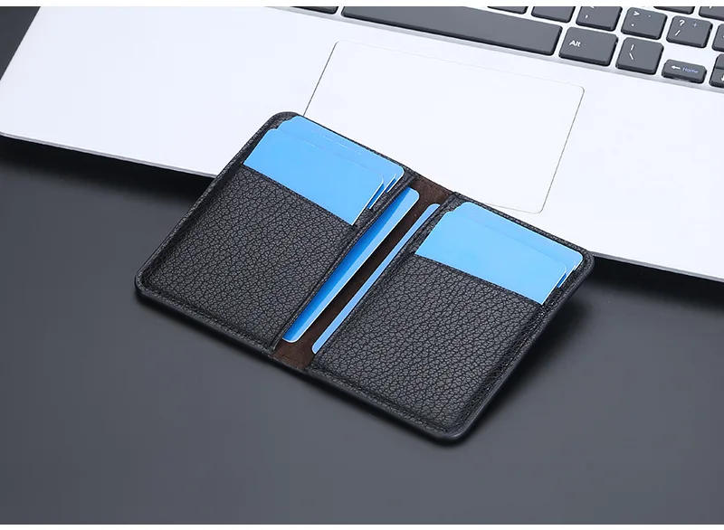 Baellerry Slim Compact Luxury Brand Wallet Men Soft Leather Credit Card Holders Wallet for Men Small ID Card Case Cardholder