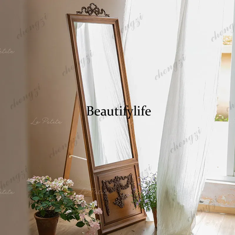 A4567Vintage floor-to-ceiling full-body mirror Middle-ancient entrance  fitting clothes, home bedroom makeup dressing mirror