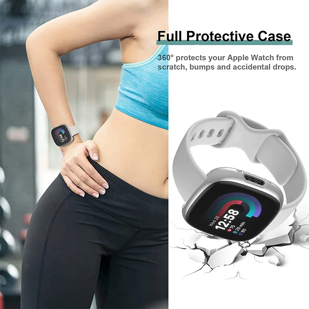 Tấm Bảo Vệ Màn Hình Dành Cho Fitbit Cảm Giác 2/Versa 4 Ốp Lưng, full TPU Ốp Lưng Mạ Viền Bảo Vệ Fitbit Cảm Giác 2/Versa 4