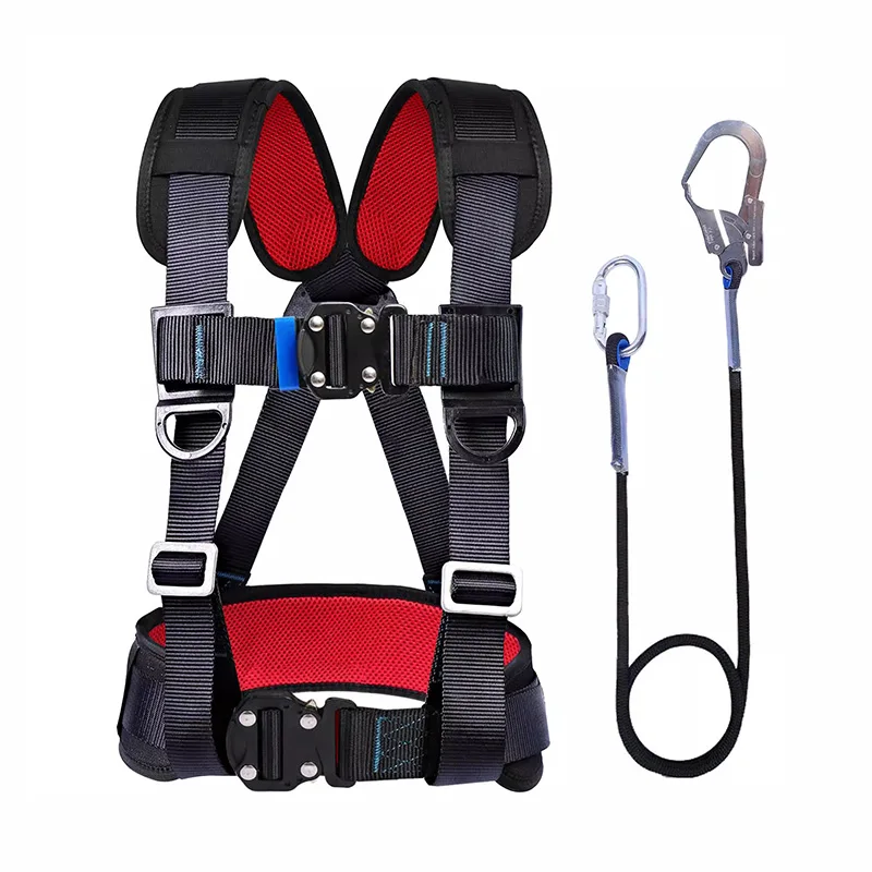 Three-point Safety Belt Aerial Work National Standard Safety Harness with Rope Hook Set Anti-fall Protective Construction Belt