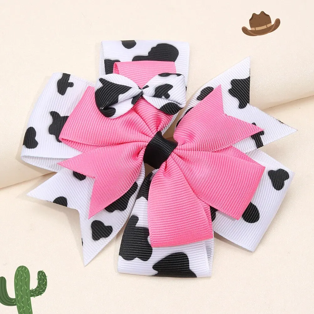 4 Styles 6pc Set Cow Print Pattern Girls Hair Clips Girl Hair Accessoires Kids Hair Clip Headwear Ideal Gift for Girls