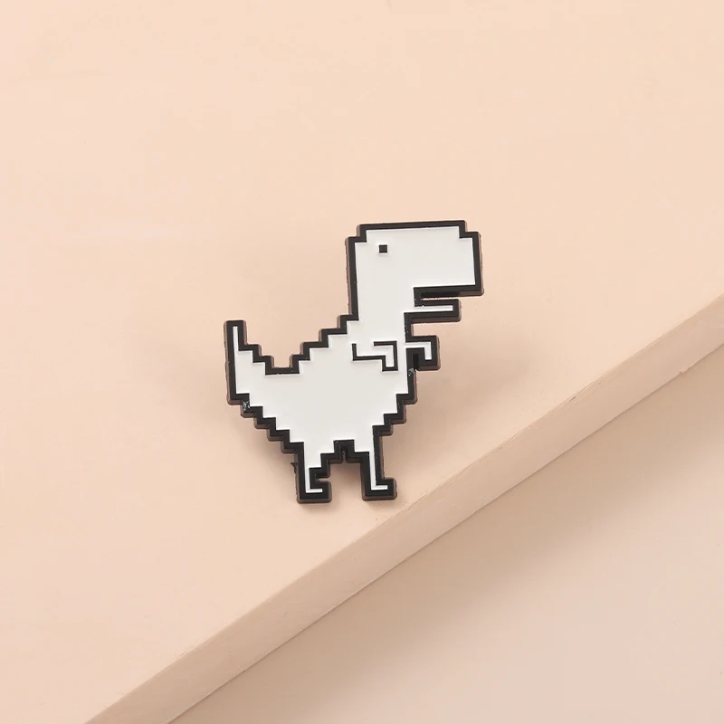 Tyrannosaurus Rex Enamel Pins Custom Cute White Dinosaur Brooches Bag Clothes Lapel Badge Pin Simple Jewelry Gift for Kid Friend