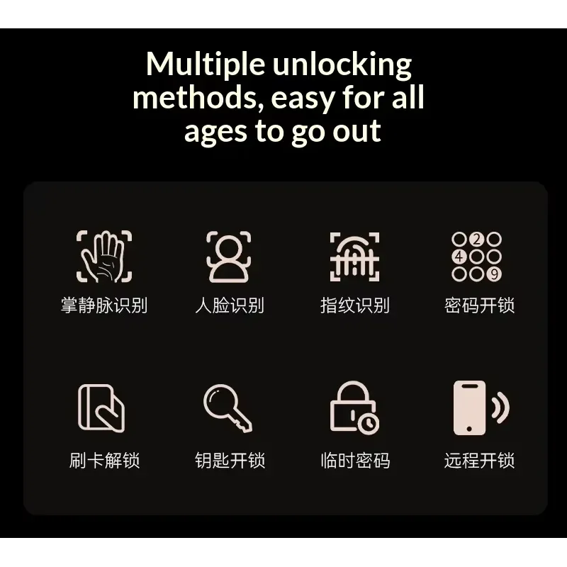 Palm Vein Smart Lock with Camera and Doorbell Automatic Facial Recognition Fingerprint Lock Aluminum Alloy Cloud Storage