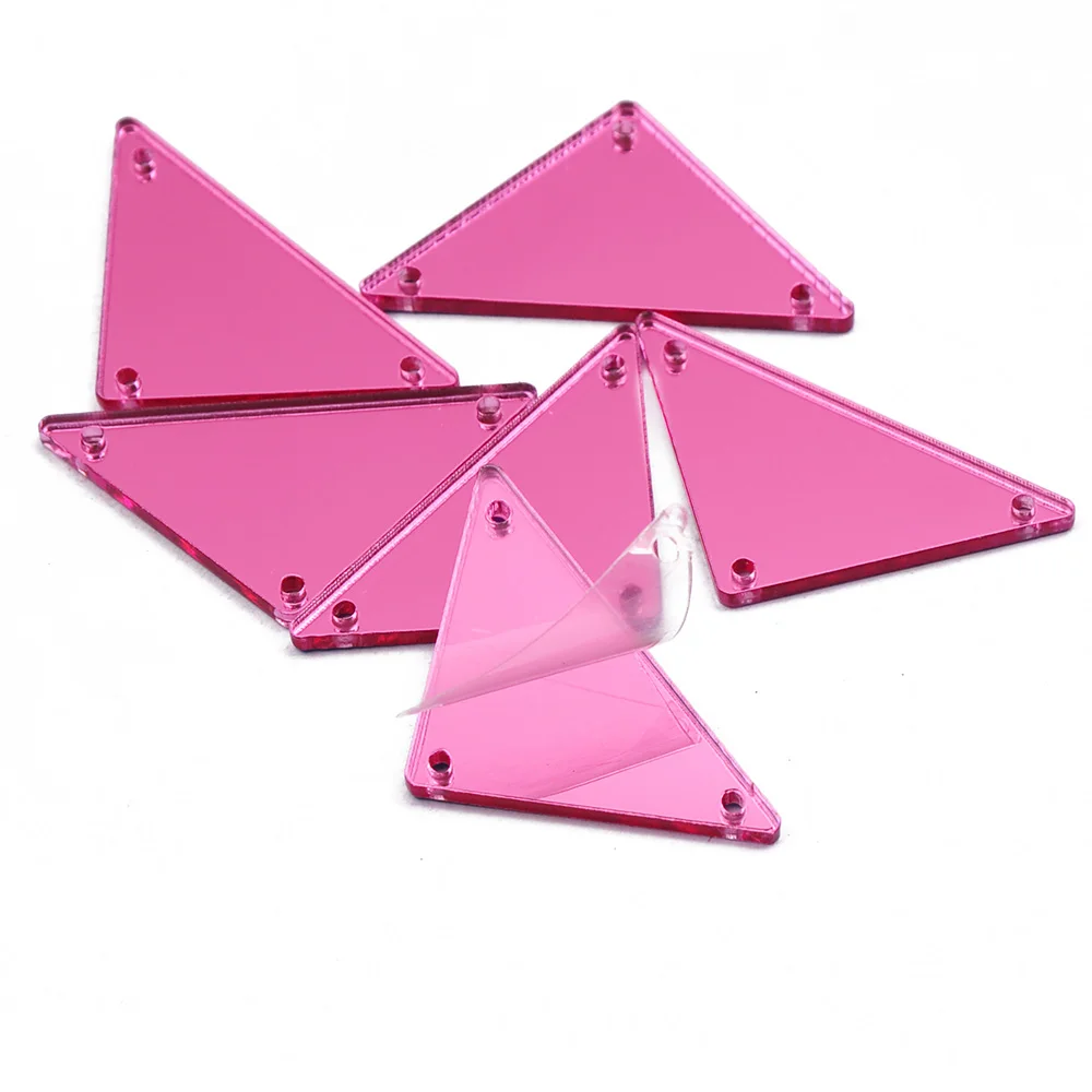 YANRUO 30Pcs Acrylic Mirror Triangle Coloful Sew on Costume Evening Dresses Clothing Rhinestones Jewelry Arts Sewing