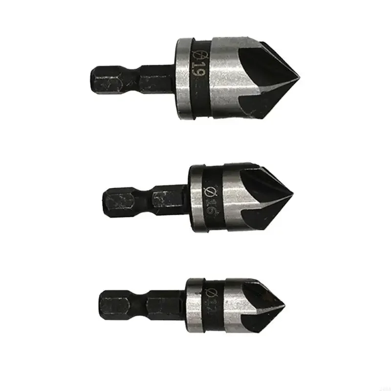 

5 Flute Hexadecimal Shank Countersink Drill Bit Set For Woodworking 12mm 16mm 19mm High Carbon Steel Five Blade Chamfer