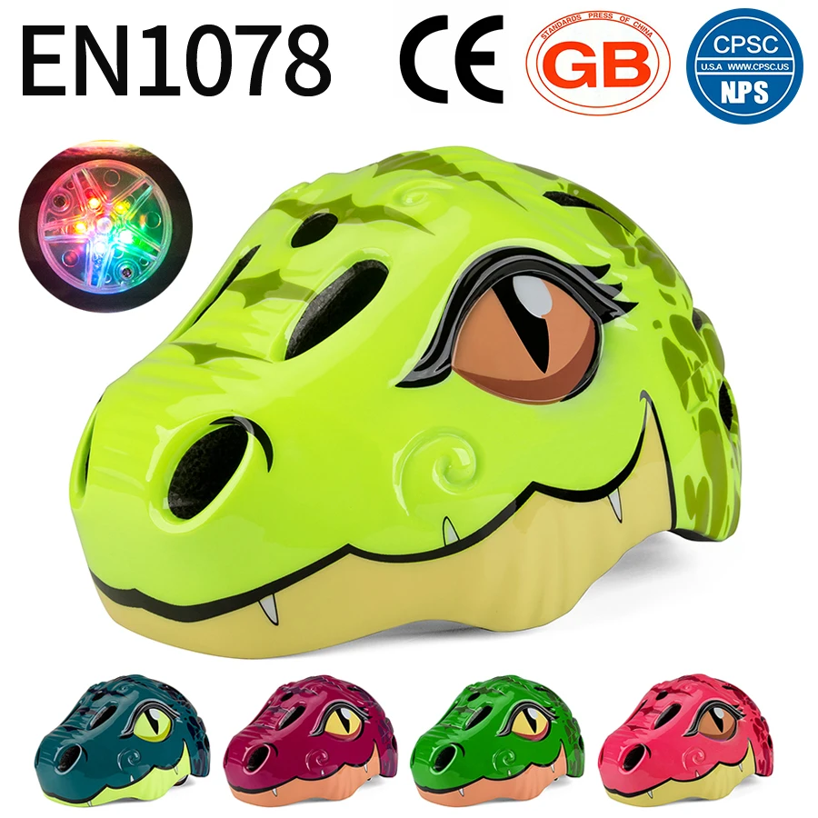 

BATFOX Kids Helmet Bicycle Cartoon Dinosaur Helmet For Kids Cross Bicycle Rock Climbing Scooter Roller Skating Safety Helmet