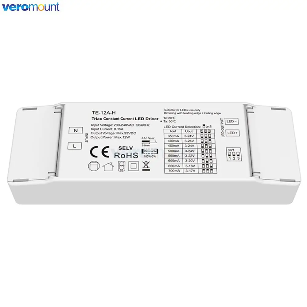 Skydance Triac Dimming Driver TE-15A/25A/36A 2020V Input Output 12 15 25 36W 150-1200mA Constant Current Triac Dimmable Driver