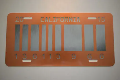 "BLEMISHED" California Back to the future barcode Replica Prop License Plate Aluminum