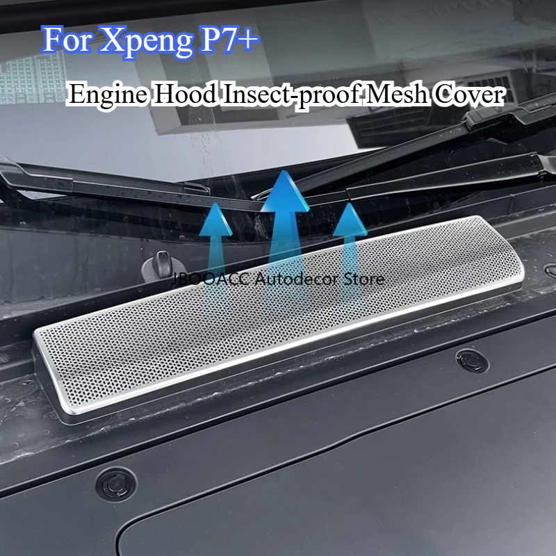 For Xpeng P7+ 2024 Car Engine Hood Insect-proof Mesh Cover Stainless Steel Car Air Inlet Protective Dust Net Filter Vent Grille