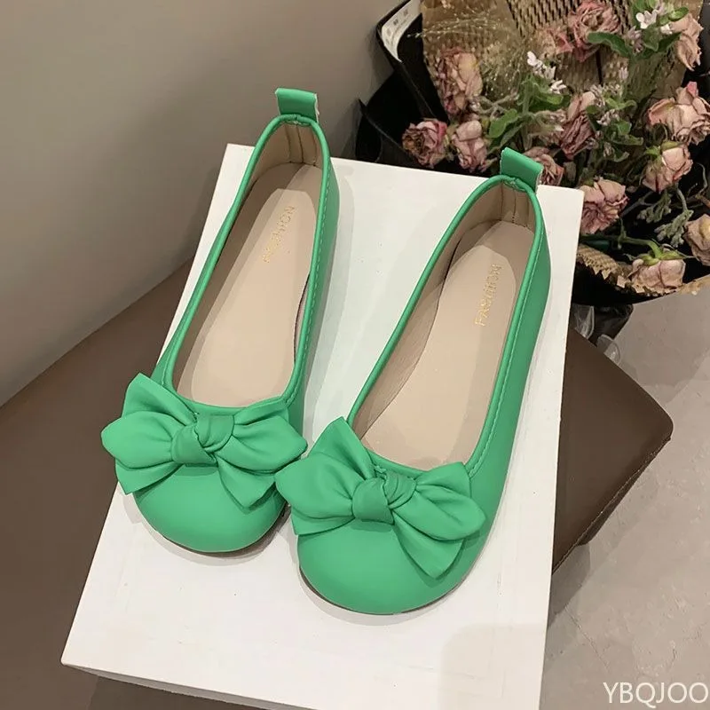 New Solid Color Small Fresh Comfortable Shallow Mouth Casual Women's Single Shoes Commuter Versatile Bow Foldable Flat Shoes