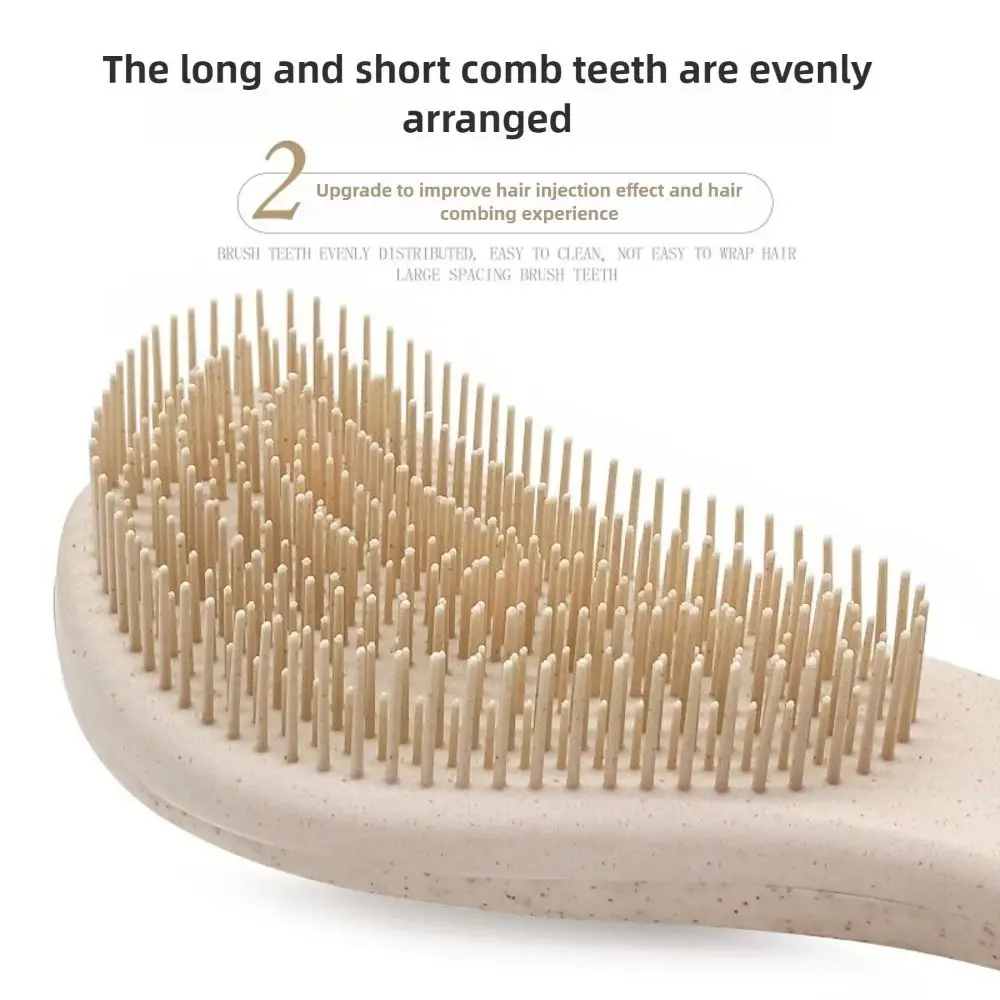 

T/Egg Shape Wheat Straw Comb Set Anti-Static Anti-knotting Gentle Grooming Brush Dry and Wet Dual-purpose Portable