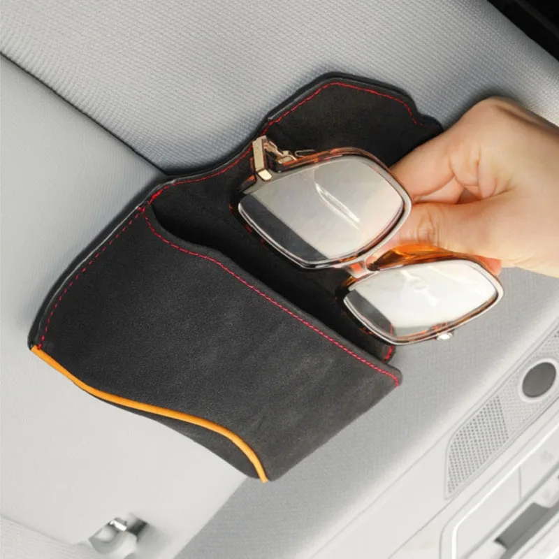 Top Qualität Wildleder Auto Brillenetui Organizer Aufbewahrung Auto Brillenetui Brillenbox für Auto Sonnenblende Organizer Sonnenbrille