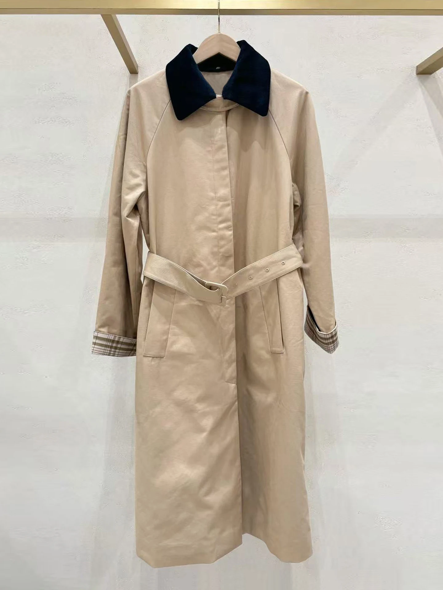 

M Home Nan You High End Women's Long Coat Briti Sle Belted Collar Windbreaker Autumn Winter Ele Lady's Outerwear