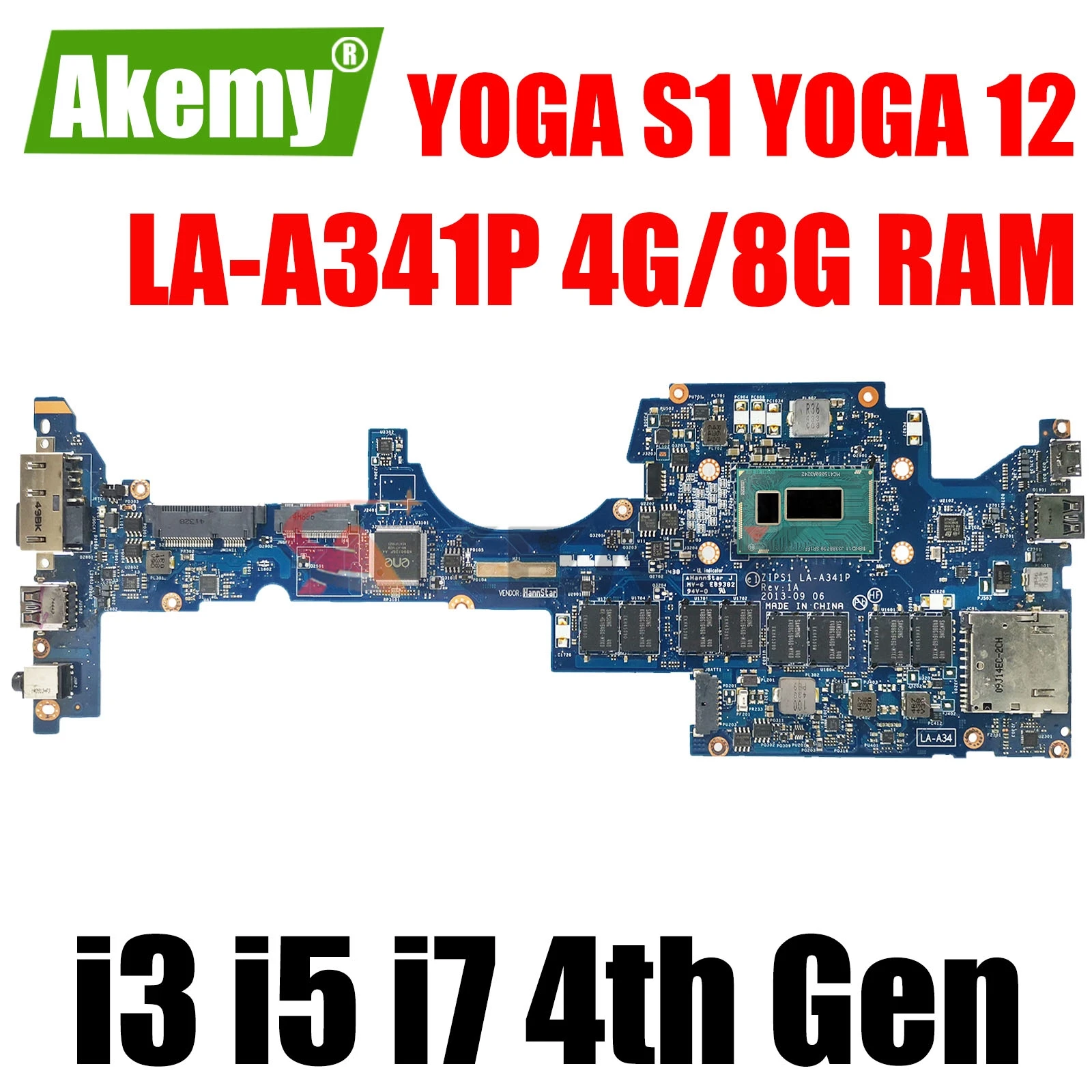 

LA-A341P Motherboard For Lenovo Thinkpad YOGA S1 YOGA 12 Notebook Mainboard With i3/i5/i7 4th Gen CPU.4G 8G RAM 100% test work