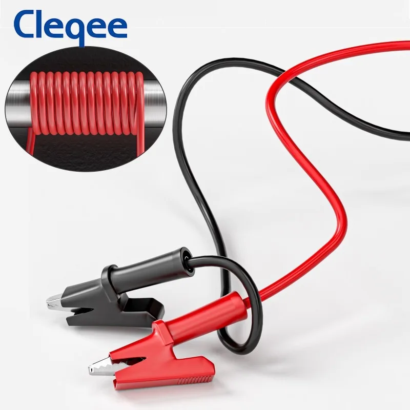 Cleqee P1037 5pcs 4mm Stackable Banana Plug to Alligator Crocodile Clip Multimeter Test Lead Copper Cable 100cm Electrical Wire