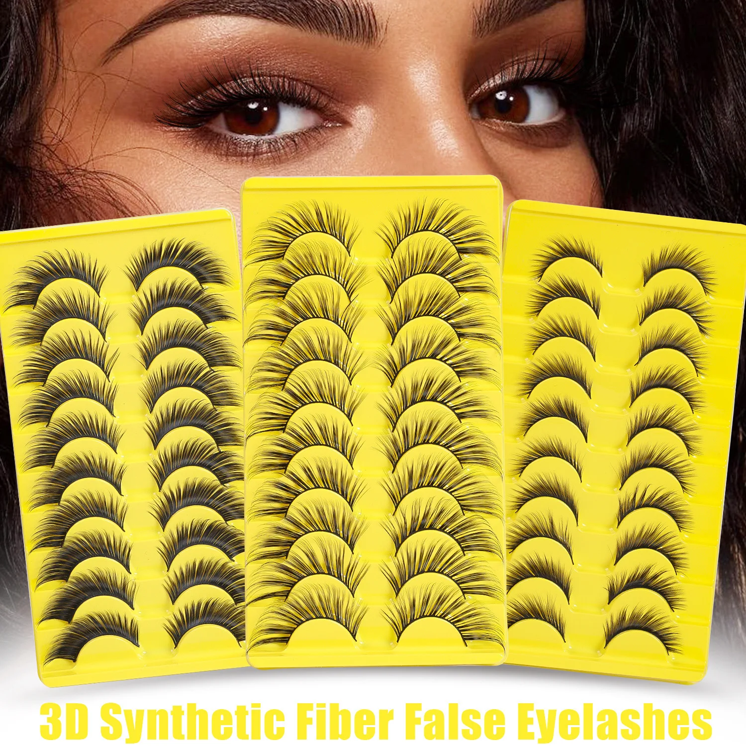 

New 10 Pairs of Oblique Flying Fox Eyes Large Capacity Cat's Eye False Eyelashes Are Naturally Thick and Artificial Eyelashes