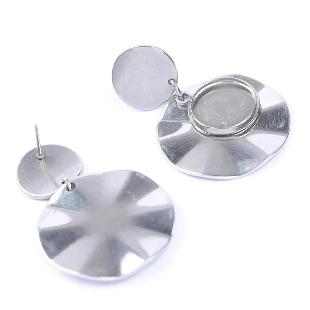 6pcs Fit 12mm Cabcohon Earring Blanks Dangle Earring Base Setting Trays Diy Bezels For Jewelry Making Components