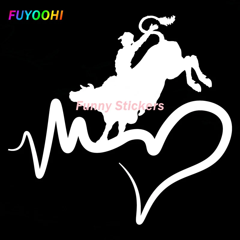 FUYOOHI Play Stickers Hot Selling Car Stickers Cowboy Western Rodeo Heartbeat Lifeline Vinyl Scratch Personality Car Sticker