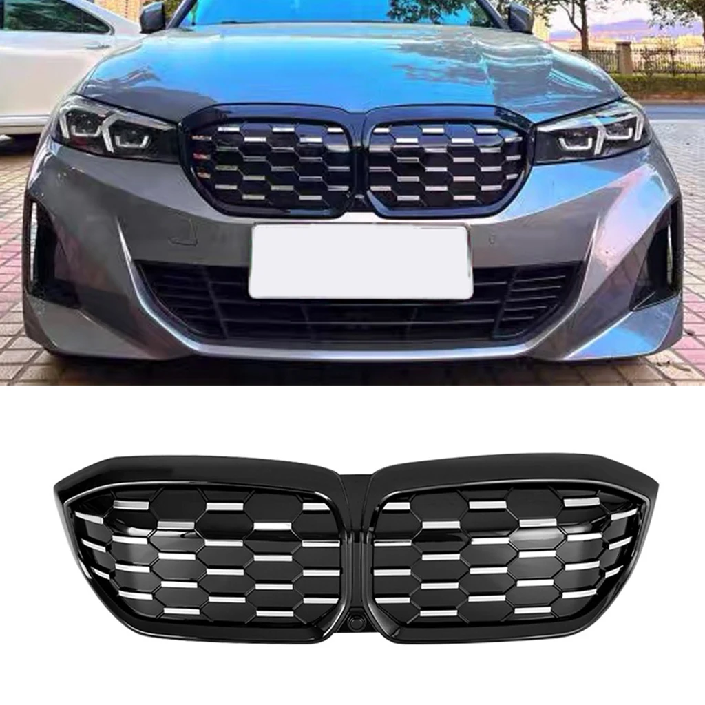 

Front Bumper Kidney Grille Grill For BMW i3 2022 2023 2024 ABS Gloss Black Car Accessories