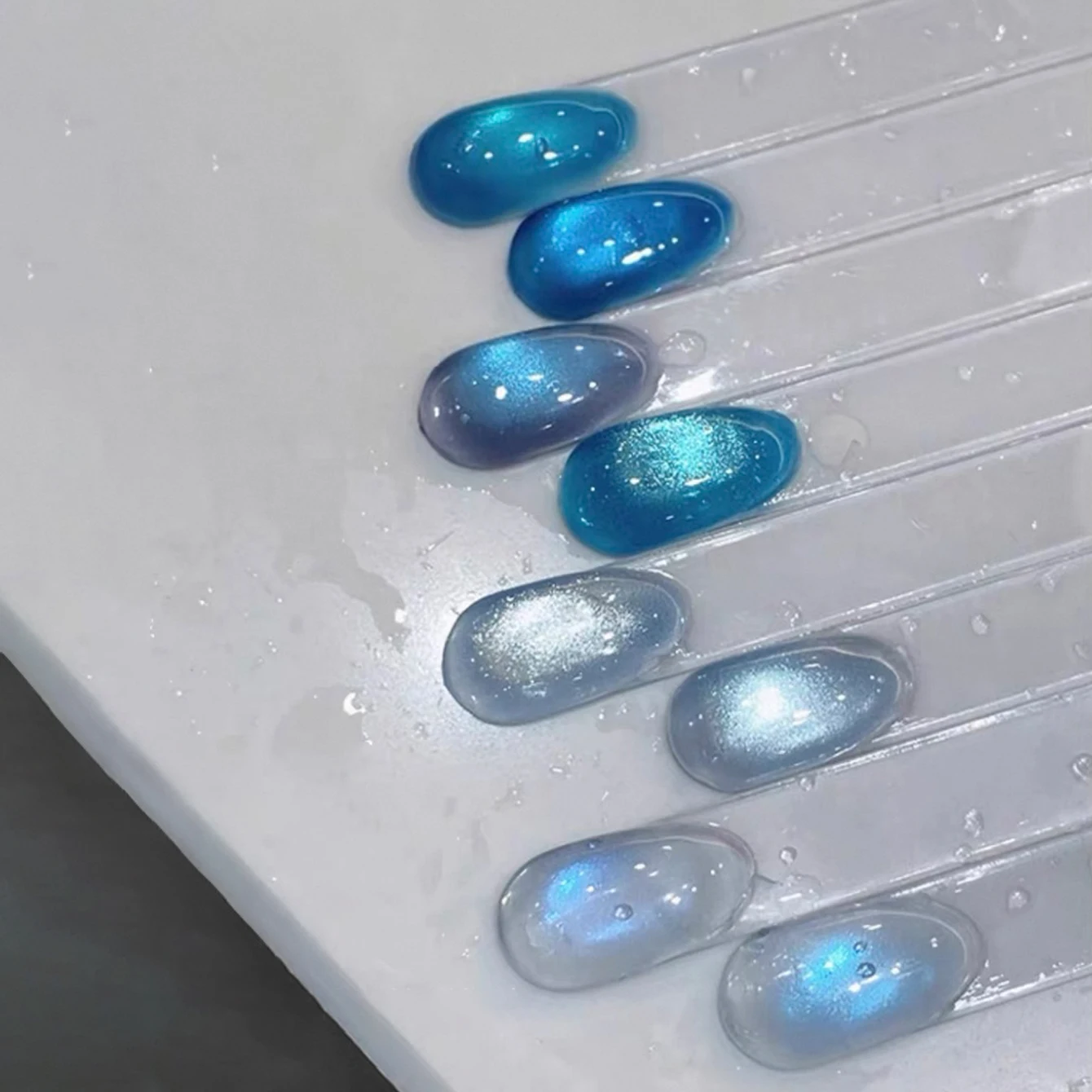 

​1/12PCS 2025 Neptune Blue Cat Eye Polish Set - #01-#08 Glass Shimmer & Skin-Brightening for Resort Nail Supplies