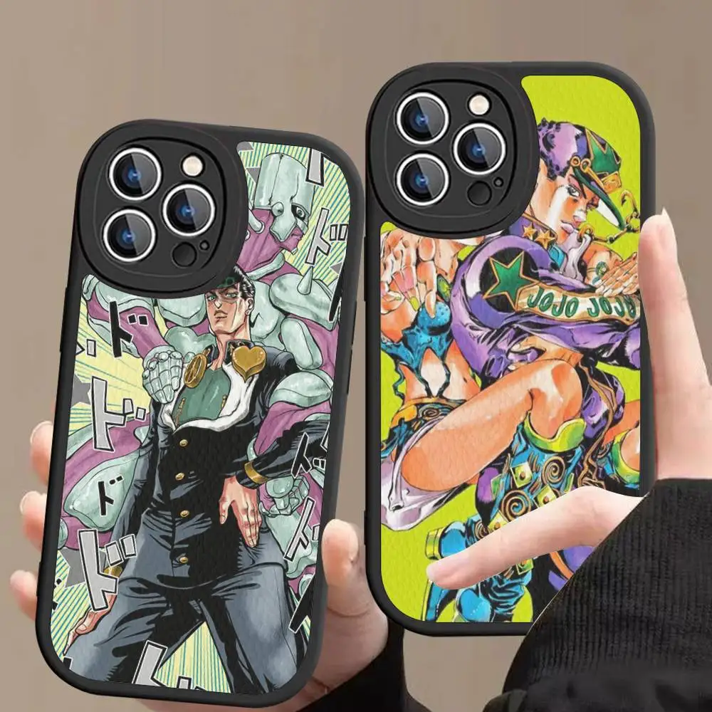 

1pc Classic Vintage Anime JoJo Phone Case For IPhone 15 14 13 12 11 16 Pro Max Plus Leather Soft Cover