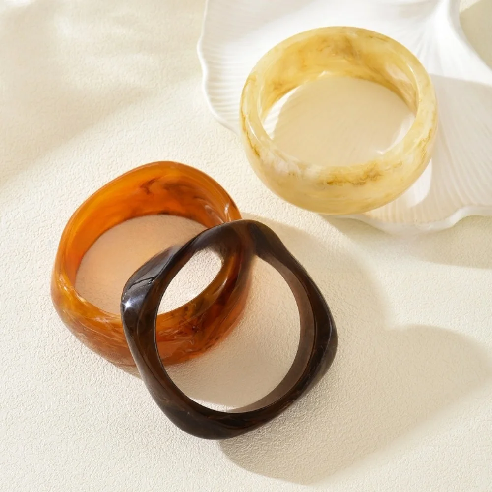 3/4 Pcs New Punk Irregular Resin Bracelet Thickened Marbling Exaggerated Chunky Bangles Wide Geometric Cuff Bracelet Set Gifts