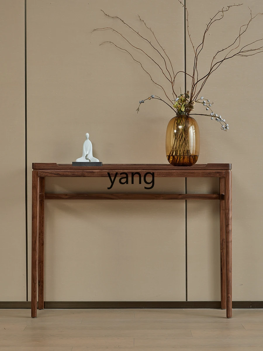 LMM Black Walnut Solid Wood Strip New Chinese Long Corridor Small Narrow Home Console Tables