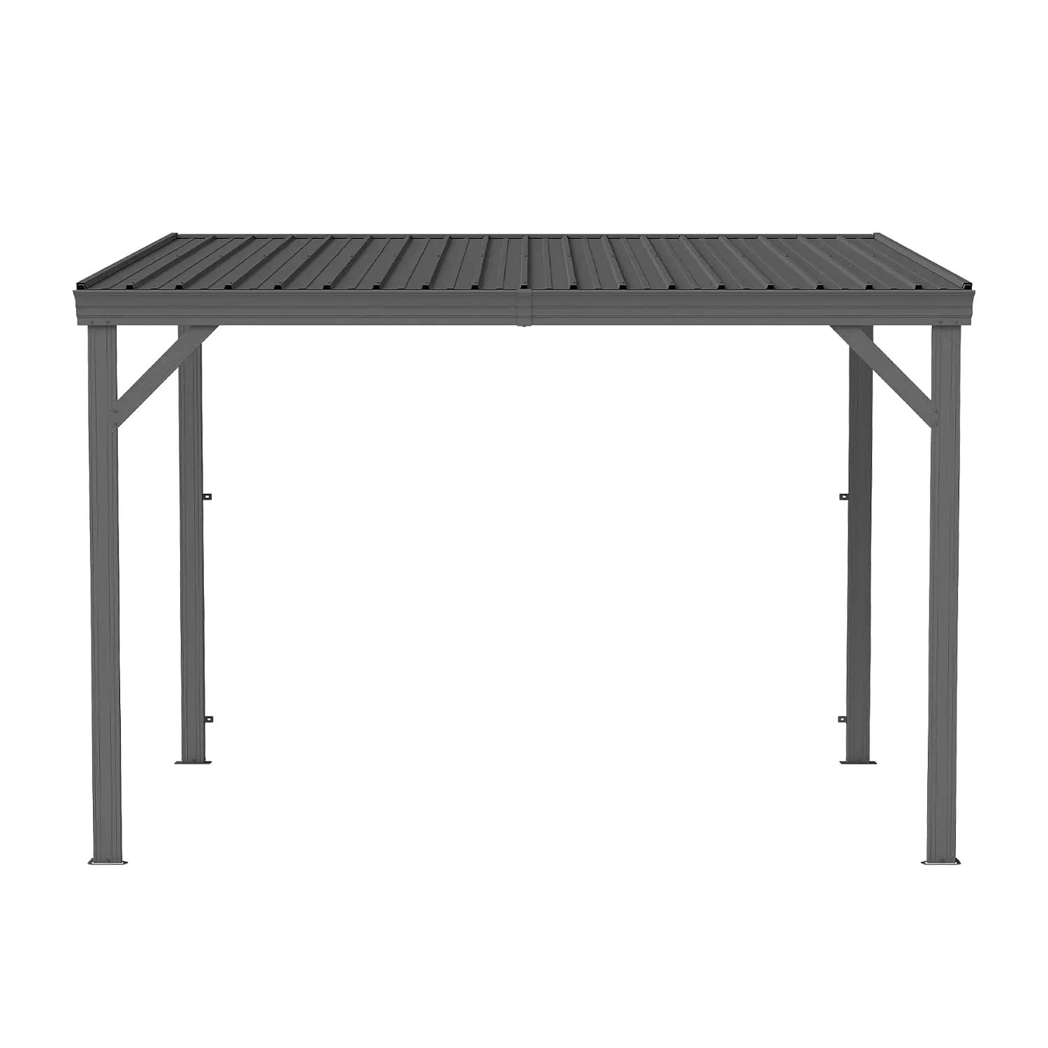 Wall-Mounted Lean-to Gazebo 8' 10' Gray Galvanized Steel Roof, Customized