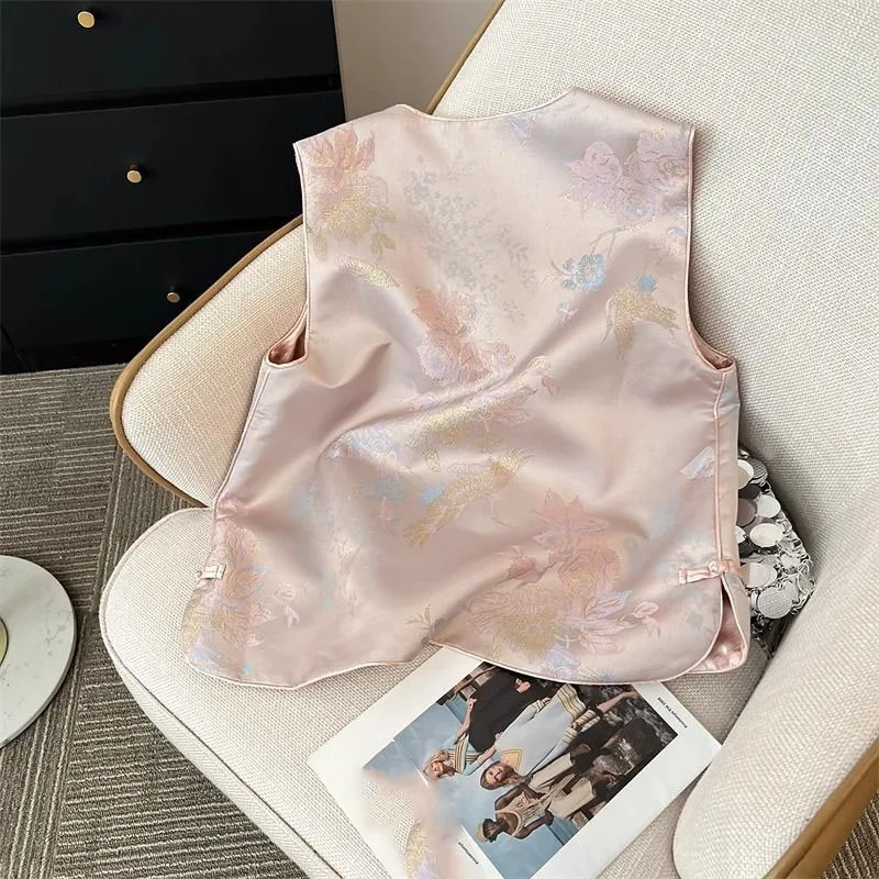 レトロレディースレジャーカーディガンベストアウター2025ハイエンド女性ノースリーブコート春秋女性ファッションベストジャケット