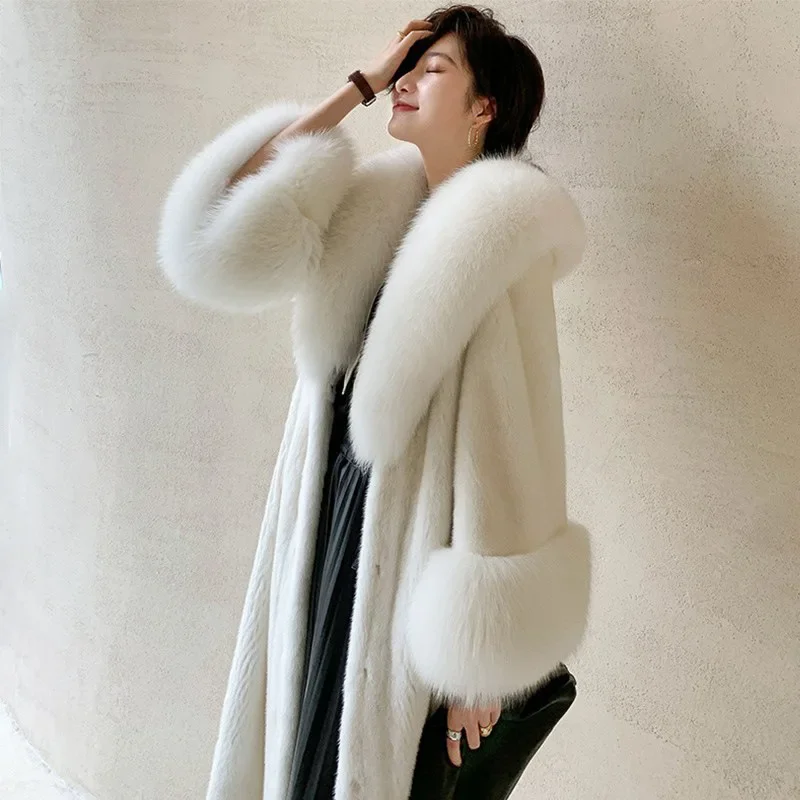 Women's Fluffy Jacket Parker Winter Fur Mink Warm Solid Color Faux Fur Women New Casual Long Sleeve Temperament Women Fur Coat