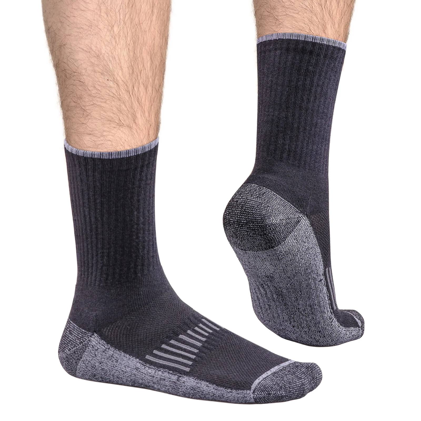 YUEDGE Mens Athletic Hiking Socks Moisture Control Cotton Cushioned Crew Work Boot Socks for Men 37-46